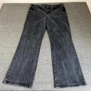 L.L. Bean Jeans Womens 18 Black Denim Stretch Pockets Dark Wash Straight Leg‎